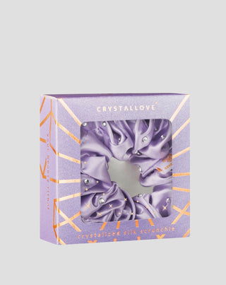 Gumka do włosów z jedwabiu z kryształkami – lilac Crystallove_4 - 4