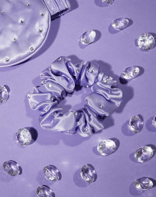 Gumka do włosów z jedwabiu z kryształkami – lilac Crystallove - 2