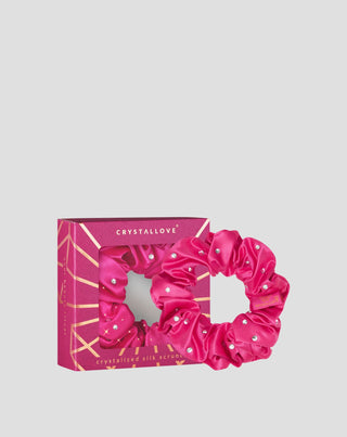 Gumka do włosów z jedwabiu z kryształkami –hot pink Crystallove - 1