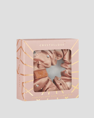 Gumka do włosów z jedwabiu z kryształkami – rose gold Crystallove_4 - 4
