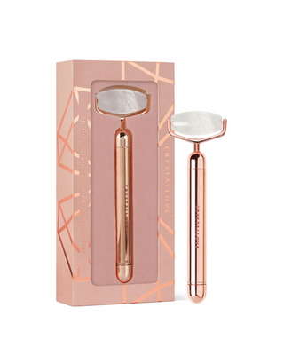 Roller pulsacyjny z kryształu górskiego do masażu twarzy Rose Gold Crystallove