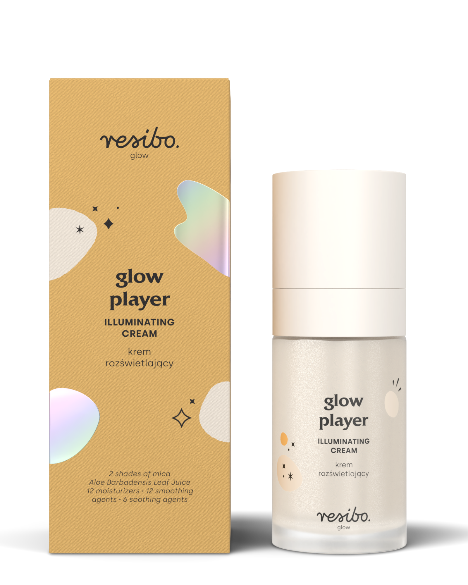 Rozświetlający i nawilżający krem Glow Player do twarzy 30 ml Resibo - 1