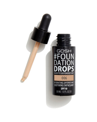 Podkład nawilżająco-kojący z witaminą E i spf 10 kolor 006 tawny foundationdrops Gosh