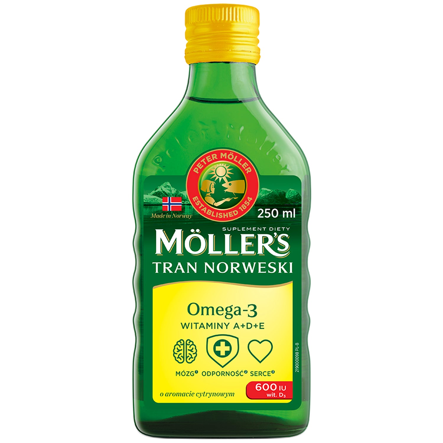 Tran Norweski o aromacie cytrynowym Moller's z 600 IU witaminy D3 - 1