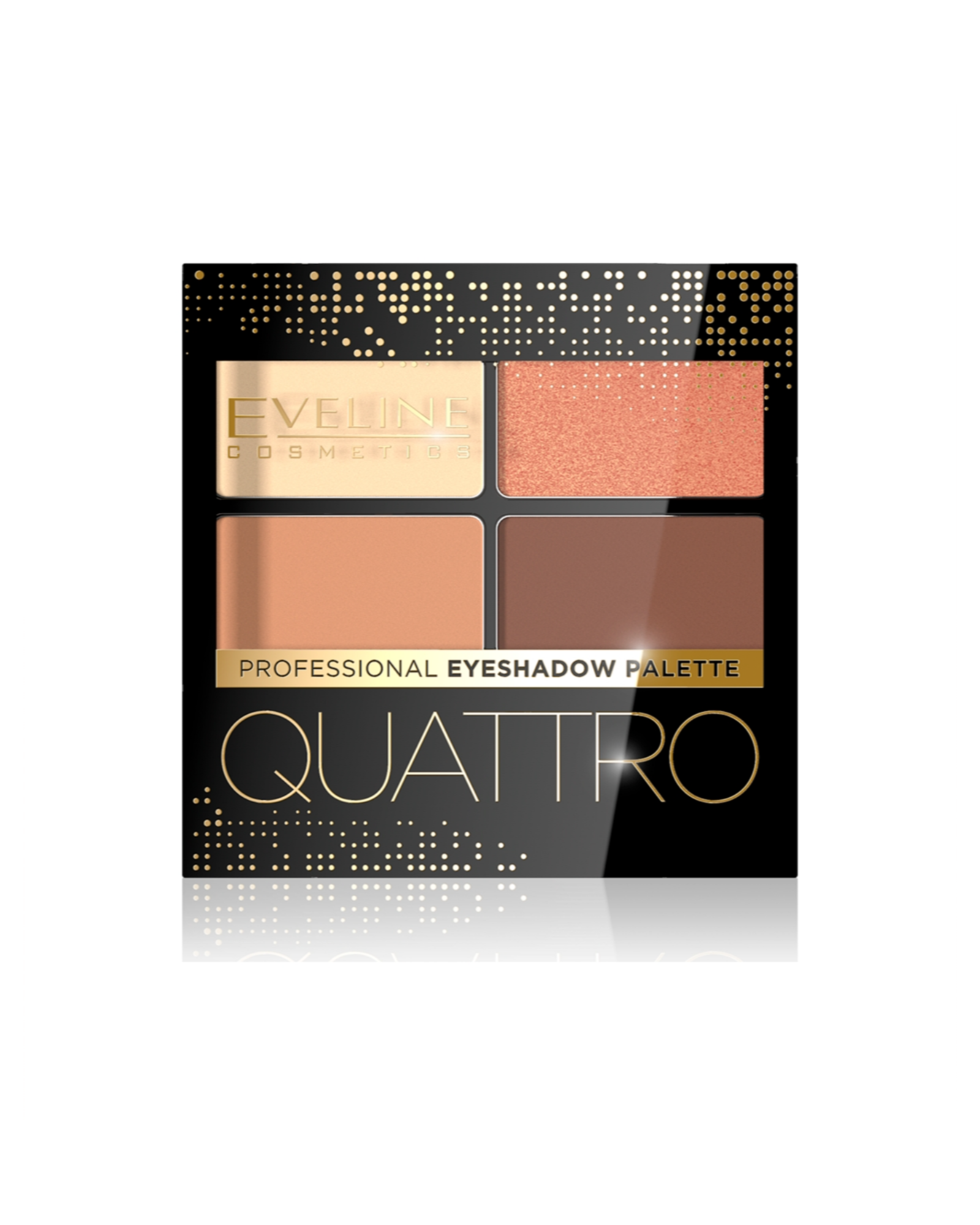 Paleta 4 cieni do powiek Quattro Eyeshadow w odcieniu brzoskiwi i brązu Nr 01 Eveline - 1