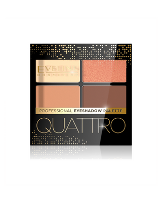 Paleta 4 cieni do powiek Quattro Eyeshadow w odcieniu brzoskiwi i brązu Nr 01 Eveline - 1