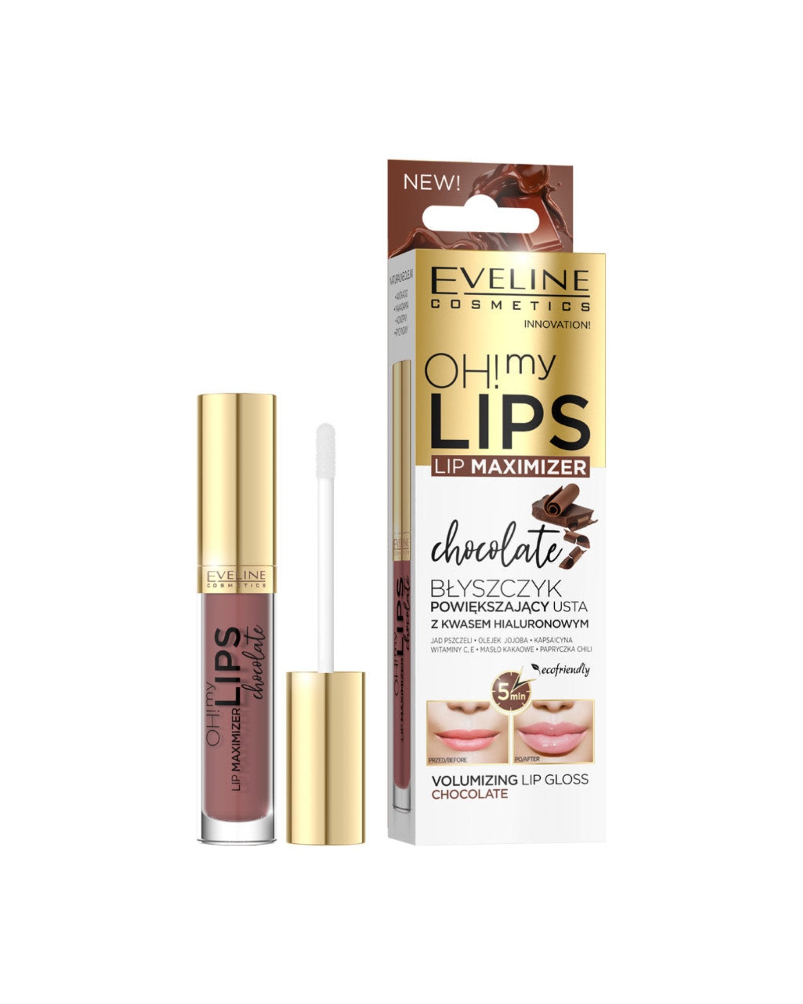 Błyszczyk powiększający usta z kwasem hialuronowym chocolate Oh! My Lips Lip Maximizer Eveline - 1