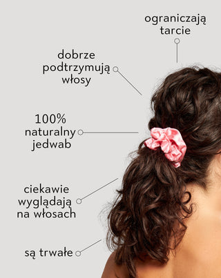 Zestaw jedwabnych gumek do włosów z 100% naturalnego jedwabiu - różowa, kremowa, czerwona Twisty 3 szt. - 4