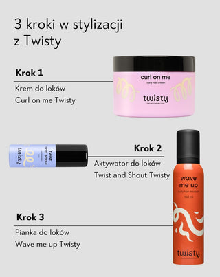 Zestaw krem + pianka + booster do pielęgnacji i stylizacji włosów kręconych i falowanych Twisty