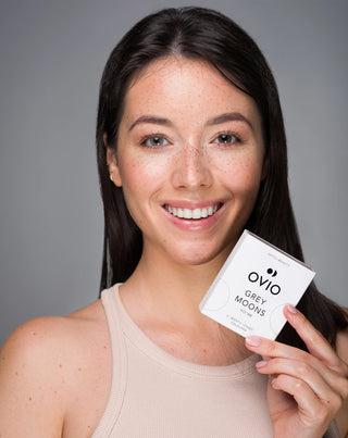 Szare popielate soczewki kontaktowe kolorowe zerówki miesięczne grey moons no. 1 Ovio - 2