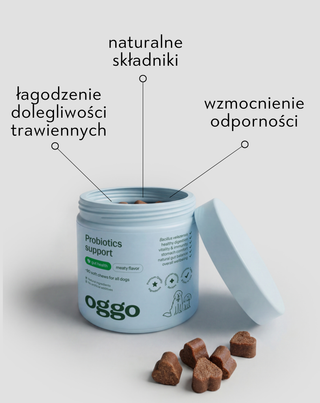 Probiotics for dogs karma uzupełniająca dla psów na trawienie, układ pokarmowy i odporność Oggo 180 g