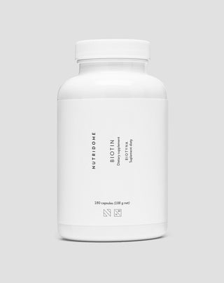 Biotyna w kapsułkach 2500 mcg witaminy H na włosy, skórę i paznokcie Nutridome 180 szt.