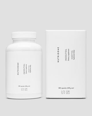 Inozytol 1000 mg/dzień na obniżenie poziomu cukru, insulinooporność i wsparcie płodności Nutridome 180 szt.