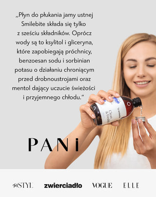 Płyn do płukania jamy ustnej o miętowym smaku i przeciwpróchniczym działaniu Smilebite_6 - 6