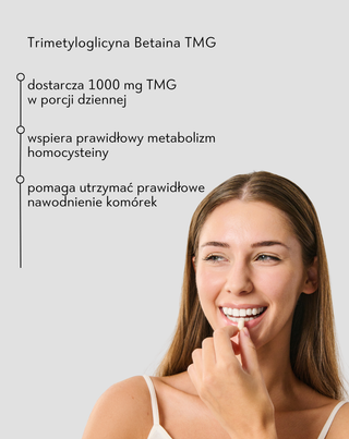 Trimetyloglicyna Betaina TMG na metabolizm homocysteiny i wsparcie układu sercowo-naczyniowego Nutridome 60 szt.