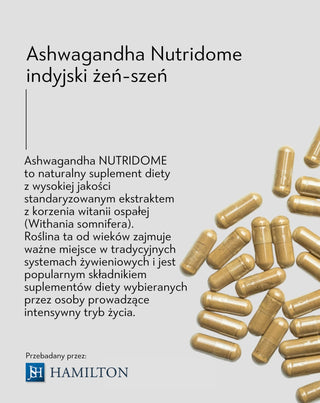 Ashwagandha wsparcie odporności na stres, koncentracji i energii Indyjski żeń-szeń Nutridome 60 kapsułek - 3