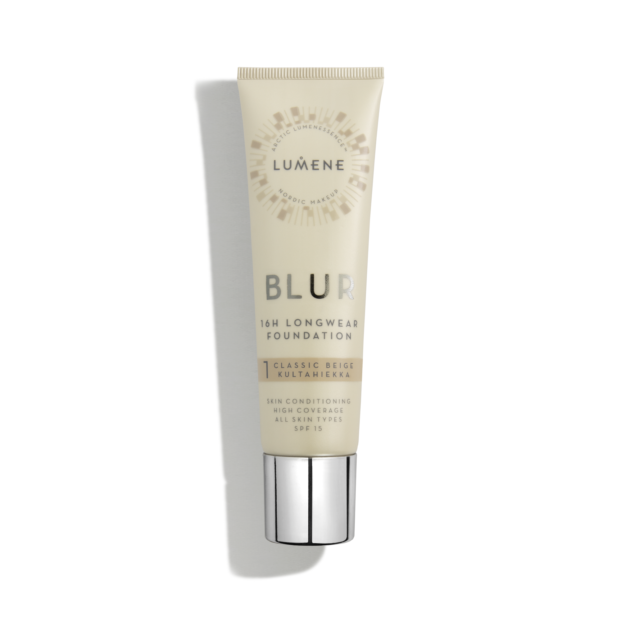 Podkład wygładzający o wysokim stopniu krycia do 16h Blur 1 Classic Beige z SPF 15 Lumene - 1