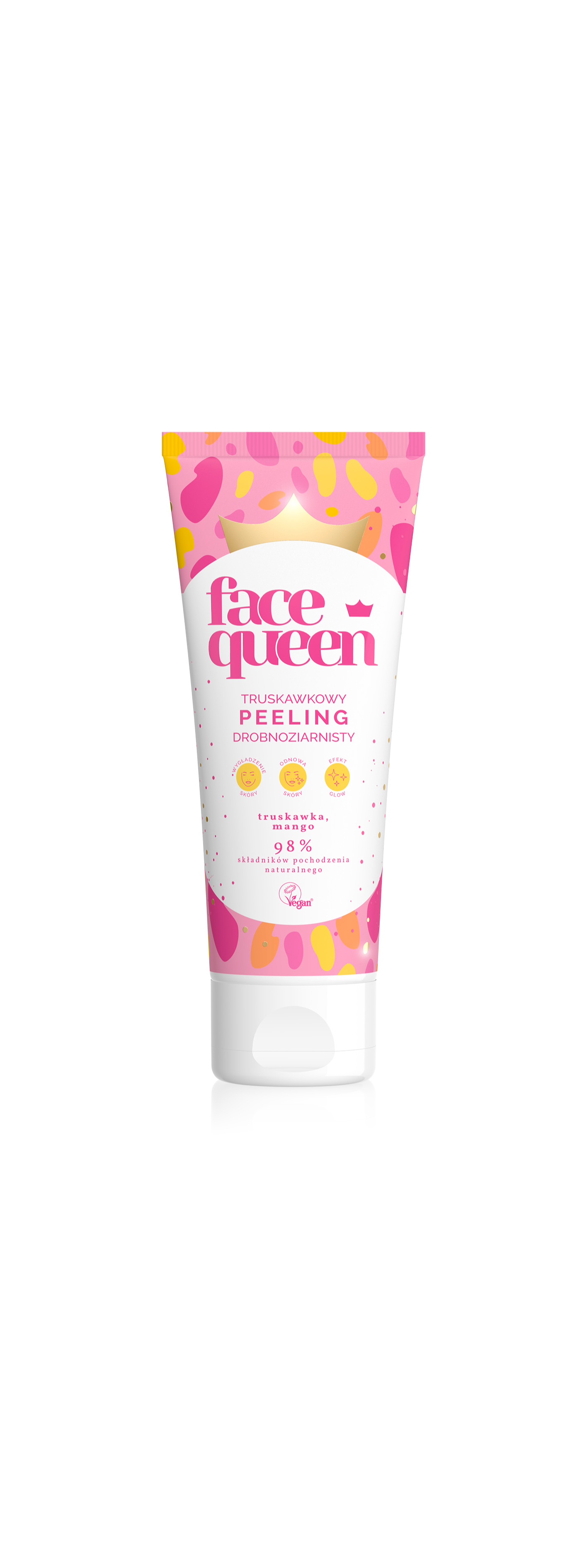 Peeling drobnoziarnisty z ekstraktem z truskawki i mango dający efekt glow Face Queen - 1