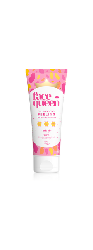 Peeling drobnoziarnisty z ekstraktem z truskawki i mango dający efekt glow Face Queen