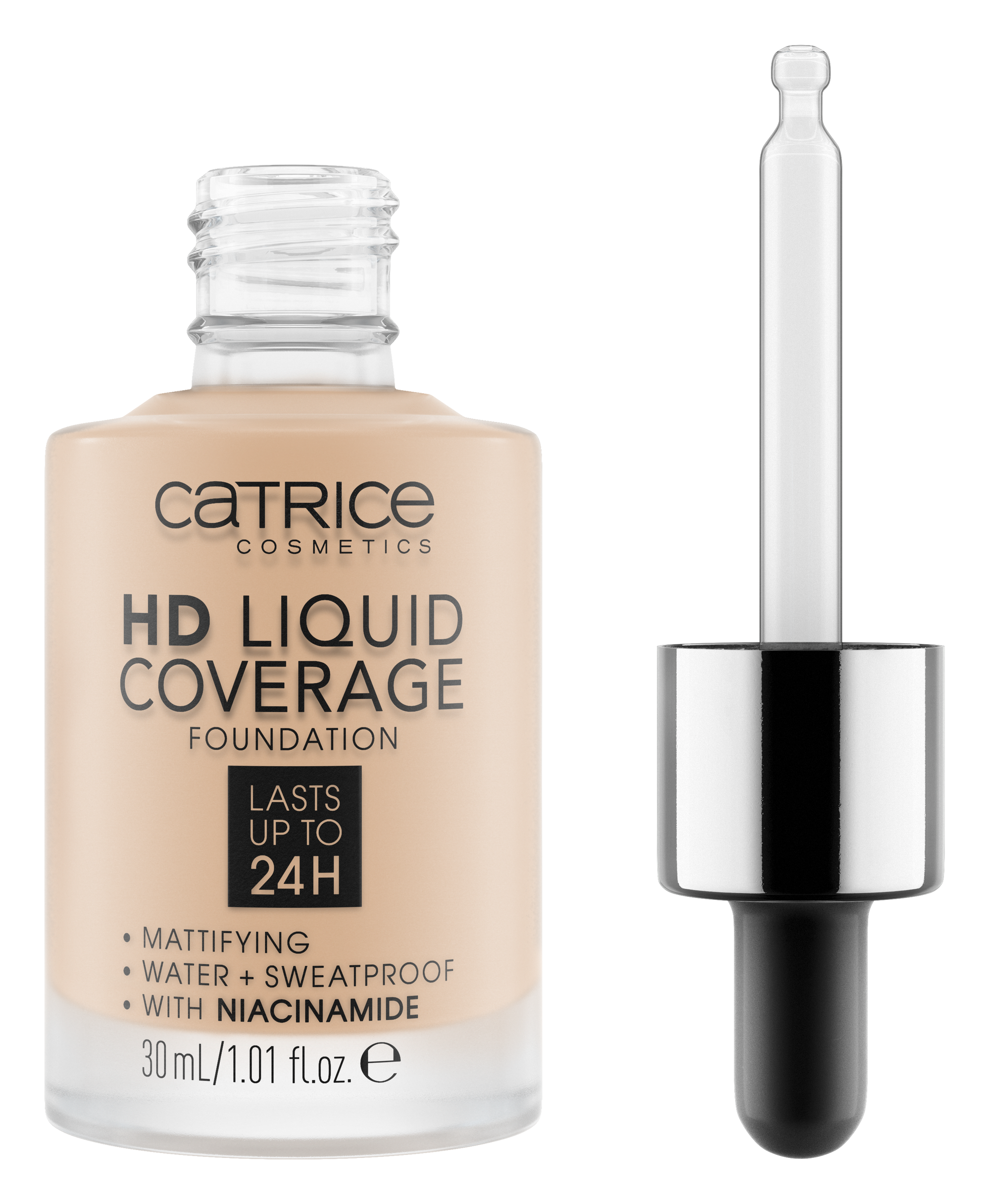 Kryjący podkład do twarzy HD Liquid Coverage utrzymujący się do 24h light beige 010 Catrice - 2