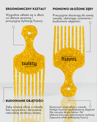 Grzebień pionowy do budowania objętości i unoszenia włosów kręconych Twisty - 2