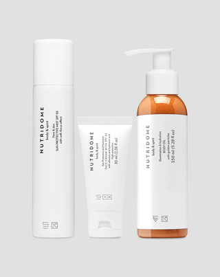 Zestaw ochrona słoneczna: codzienna ochrona SPF50 przed UVA/UVB i zdrowy blask skóry Nutridome - 1