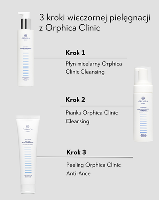 Peeling do twarzy z niacynamidem, pantenolem, BHA i mikrogranulkami Anti-Acne Orphica Clinic 100 ml