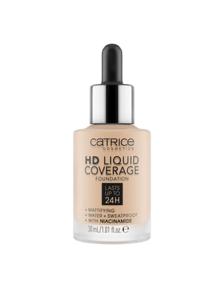 Kryjący podkład do twarzy HD Liquid Coverage utrzymujący się do 24h light beige 010 Catrice - 1