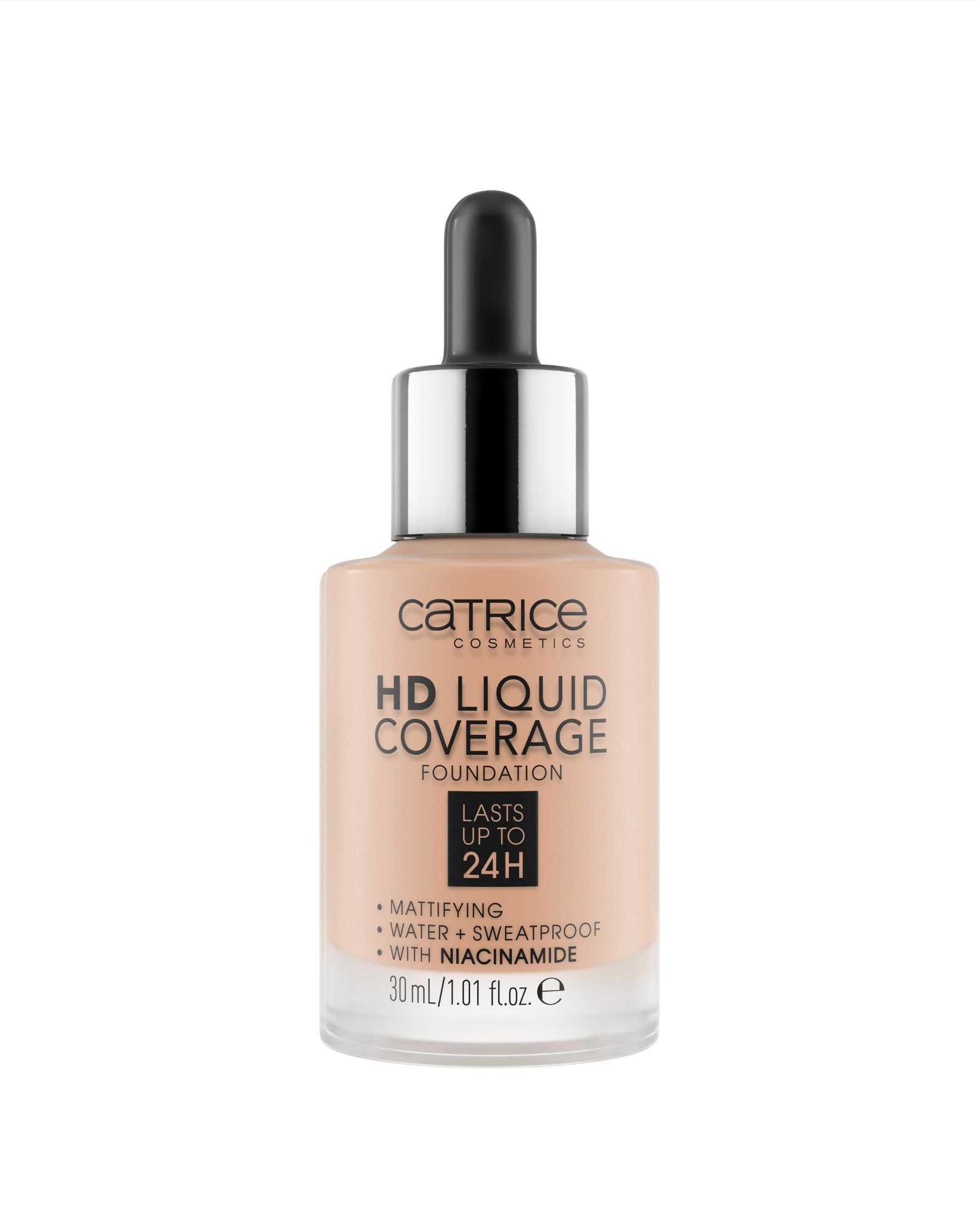 Kryjący podkład do twarzy HD Liquid Coverage utrzymujący się do 24h rose beige 020 Catrice - 1