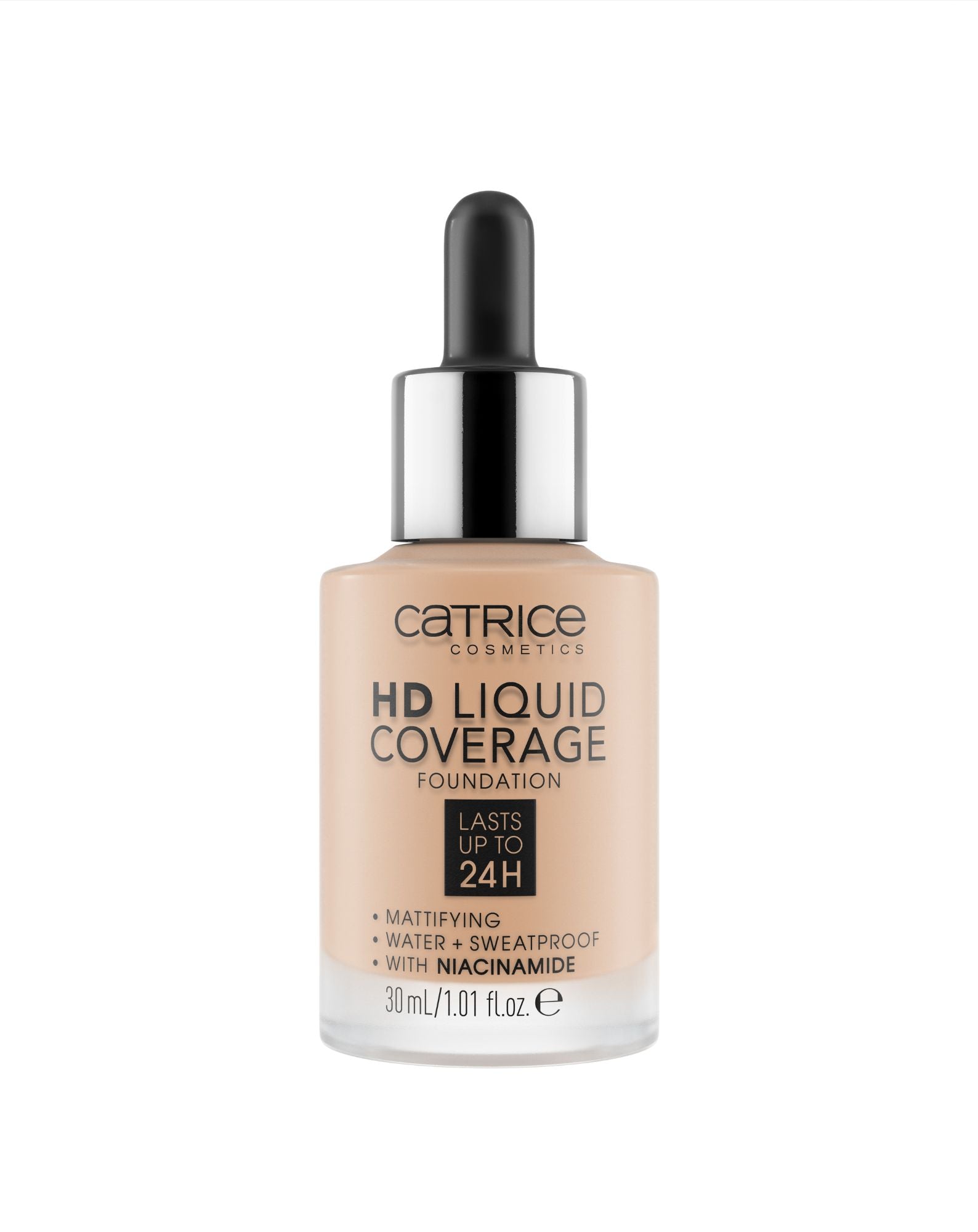 Kryjący podkład do twarzy HD Liquid Coverage utrzymujący się do 24h sand beige 030 Catrice - 1