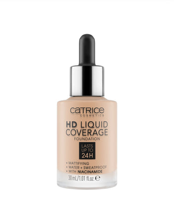 Kryjący podkład do twarzy HD Liquid Coverage utrzymujący się do 24h sand beige 030 Catrice