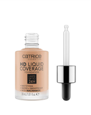 Kryjący podkład do twarzy HD Liquid Coverage utrzymujący się do 24h warm beige 040 Catrice - 2