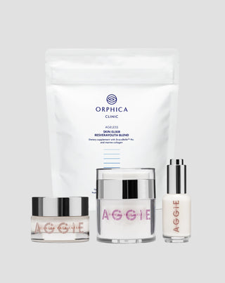 Zestaw zmarszczki i utrata jędrności kompleksowa kuracja anti-aging od zewnątrz i wewnątrz Aggie &amp; Orphica Clinic Ageless