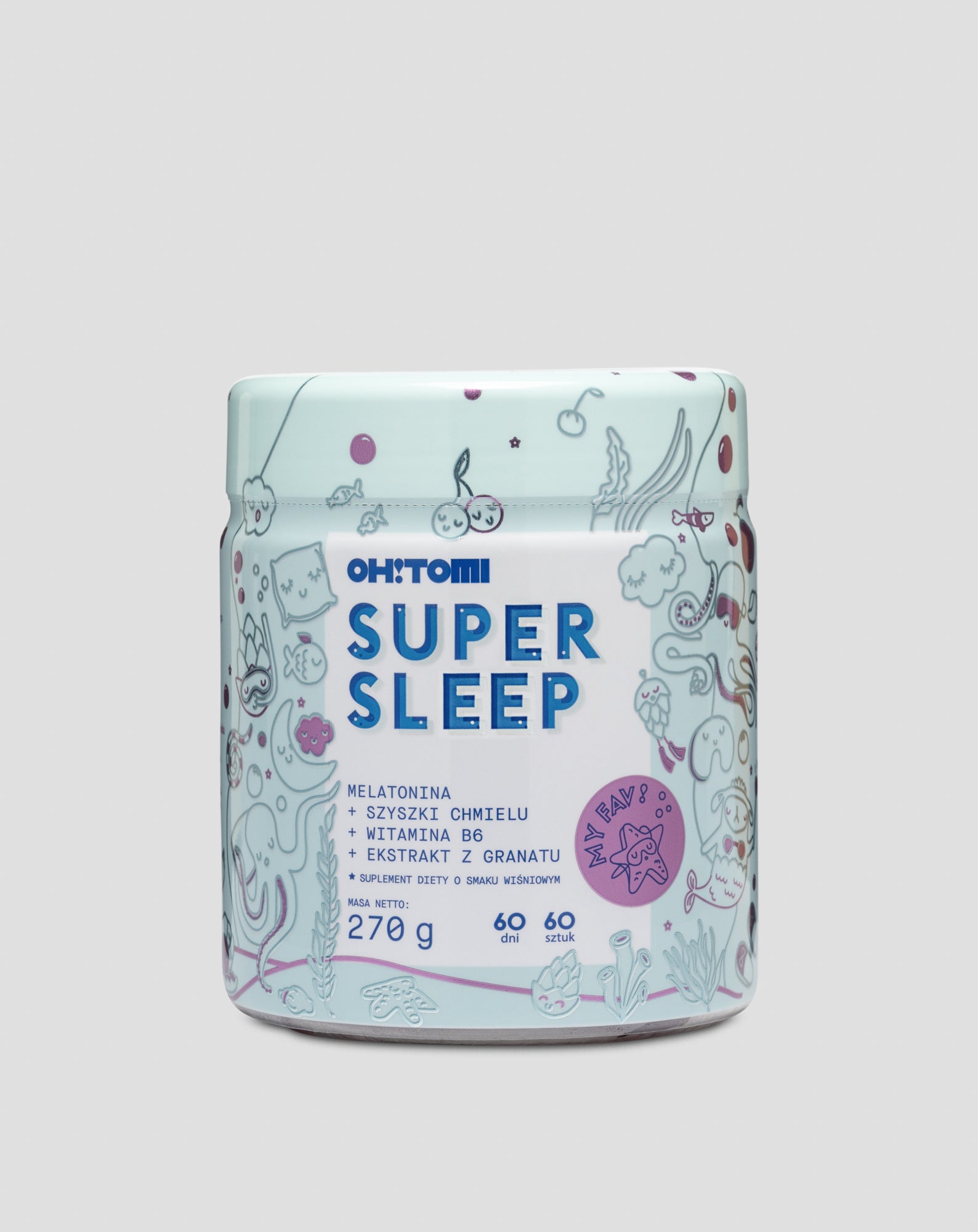 Żelki z melatoniną na sen z witaminami dla dzieci i dorosłych wiśniowe Super Sleep Oh!Tomi 60 szt. - 1